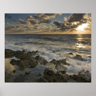 Poster Mar do Caribe, Ilhas Cayman. Ondas batendo 2