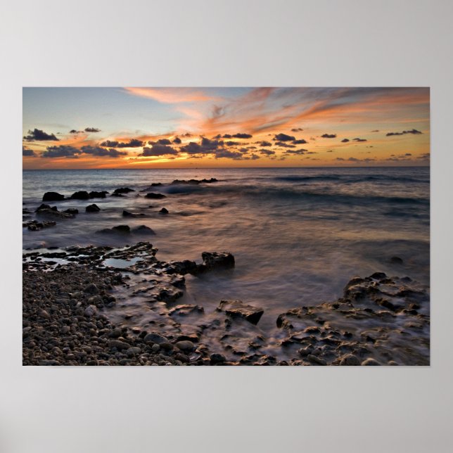 Poster Mar do Caribe, Ilhas Cayman. Ondas quebrando 2 (Frente)