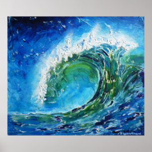 Pôster Mar do oceano da onda da pintura a óleo das belas