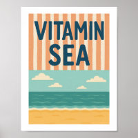 Mar Typografia Retro da Praia do Mar Vitamina Pun