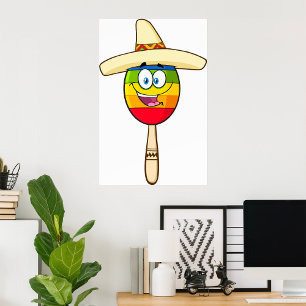 Poster Maraca com Sombrero Colorida Festa