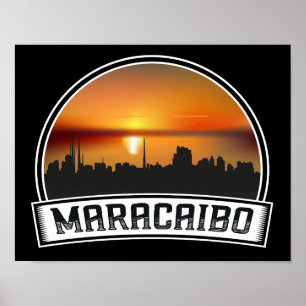 Poster Maracaibo Venezuela Paisagem Urbana Pôr do Sol Via