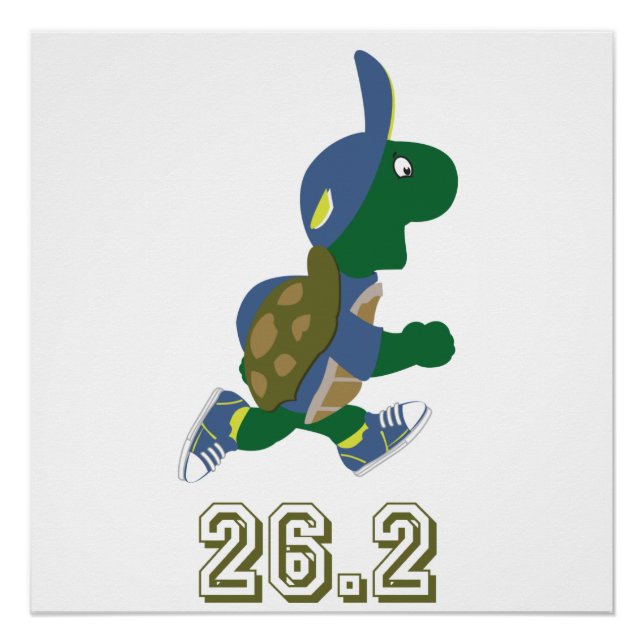 Pôster Marathon Turtle Runner em Azul (Frente)