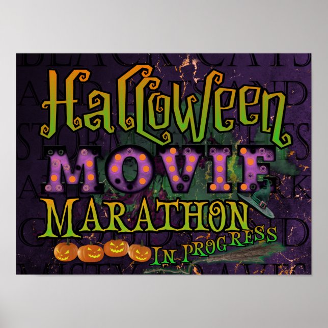 Poster Maratona de Filme de Halloween em Curso (Frente)