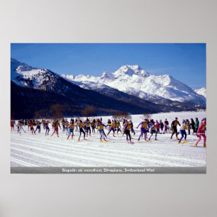 Poster Maratona do esqui de Engadin, Silvaplana, suiça