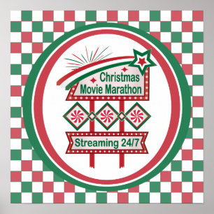 Poster Maratona Retro Marquee Festiva do Filme de Natal