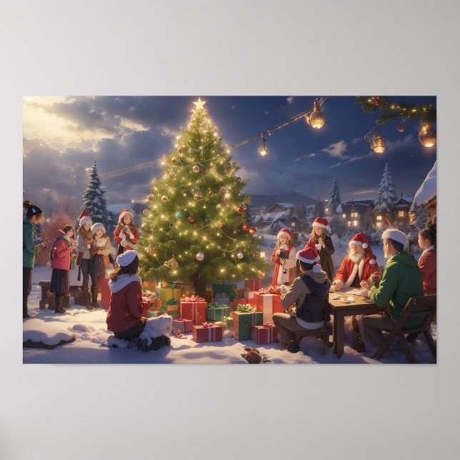 Poster Maravilhoso Natal Branco no Estilo Anime (Frente)