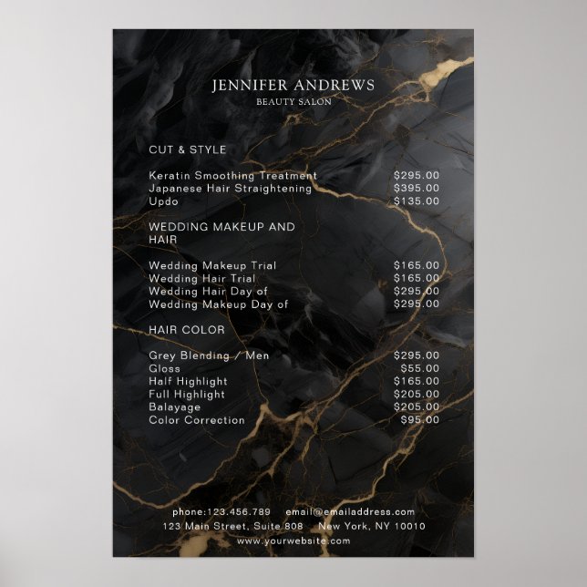 Poster Marble, Dourado de preto, Salão (Frente)