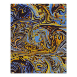 Pôster Marble Forms – Blue & Gold Abstract Art