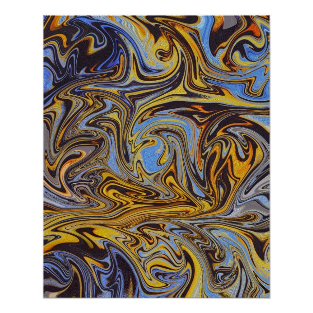 Pôster Marble Forms – Blue & Gold Abstract Art (Frente)