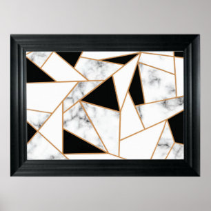 Poster Marble Geométrico Branco em Dourado