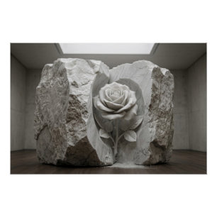Pôster Marble Rose Sculpture Minimalist Fine Art Print