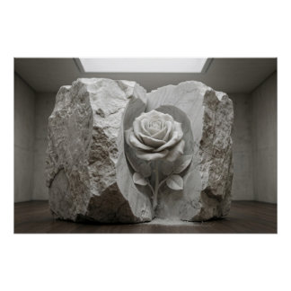 Pôster Marble Rose Sculpture Minimalist Fine Art Print
