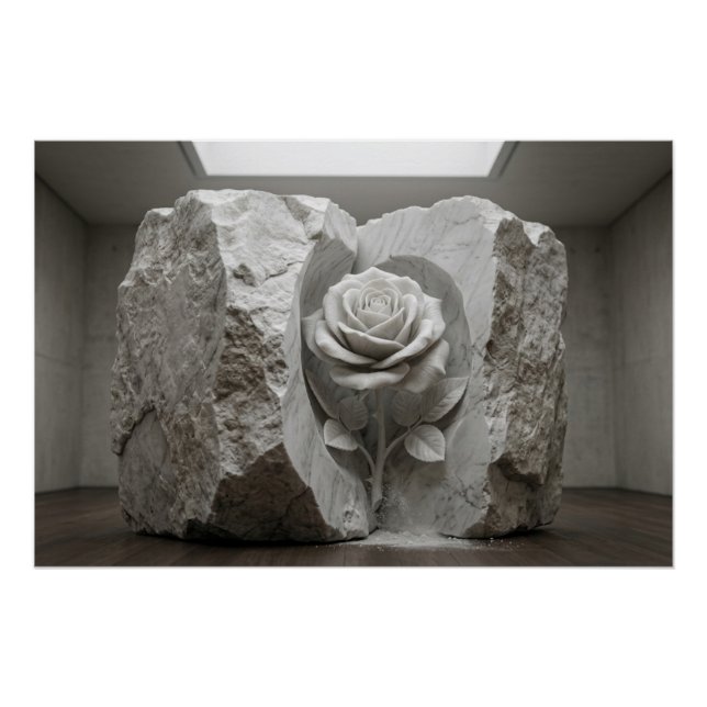 Pôster Marble Rose Sculpture Minimalist Fine Art Print (Frente)