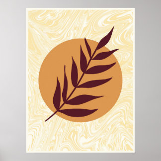 Poster Marble Sunset Leaf