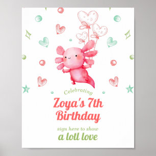 Poster Marca de Aniversário do Axolotl, Cor de Água Cria,