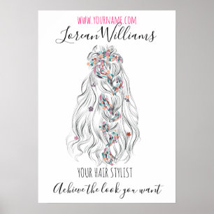 Poster Marca de cabelo floral de marca noiva