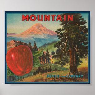 Poster Marca de Montanha Duthie e Companhia Vintage Apple