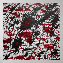 Marcas Abstratas em Preto e Vermelho