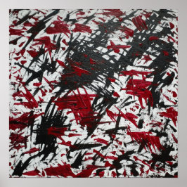 Poster Marcas Abstratas em Preto e Vermelho