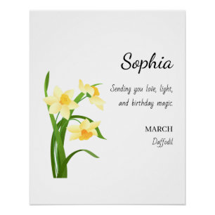 Pôster March Daffodil Aniversário Personalizado