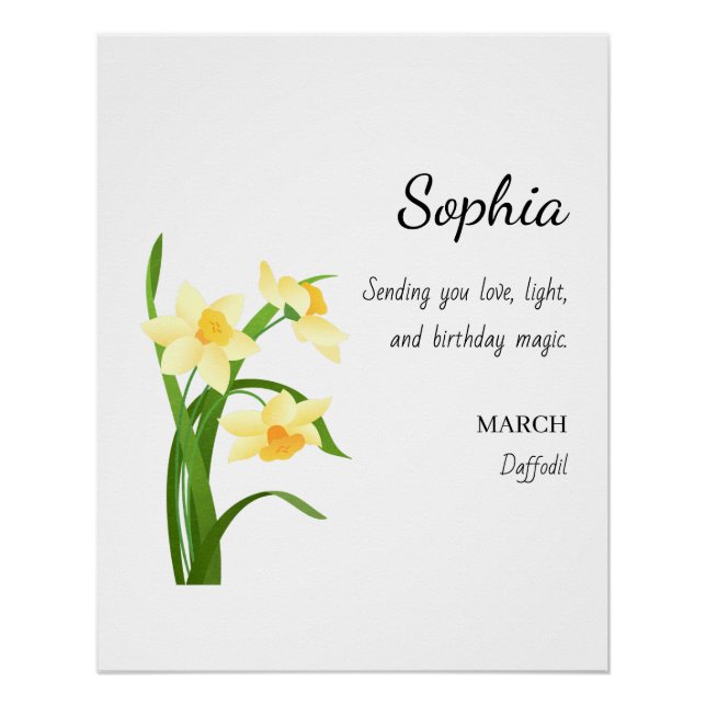 Pôster March Daffodil Personalized Birthday (Frente)