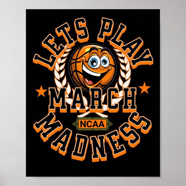 Poster March Madness deixa jogar basquete Ncaa (Frente)