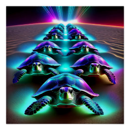 Pôster Marcha das Tartarugas Neon