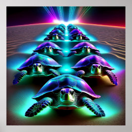Poster Marcha das Tartarugas Neon