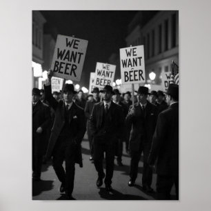 Poster Marcha de Protesto da Era da Proibição Vintage Que
