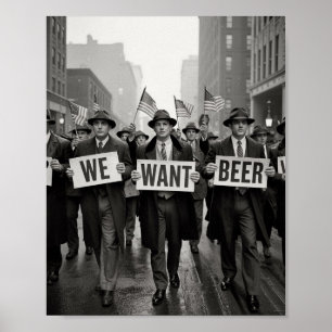 Poster Marcha de Protesto da Era da Proibição Vintage Que
