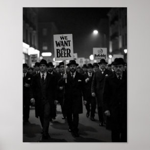 Poster Marcha de Protesto da Era da Proibição Vintage Que
