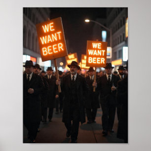Poster Marcha de Protesto da Era da Proibição Vintage Que