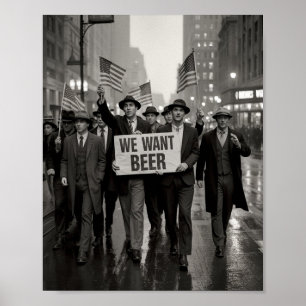 Poster Marcha de Protesto da Era da Proibição Vintage Que
