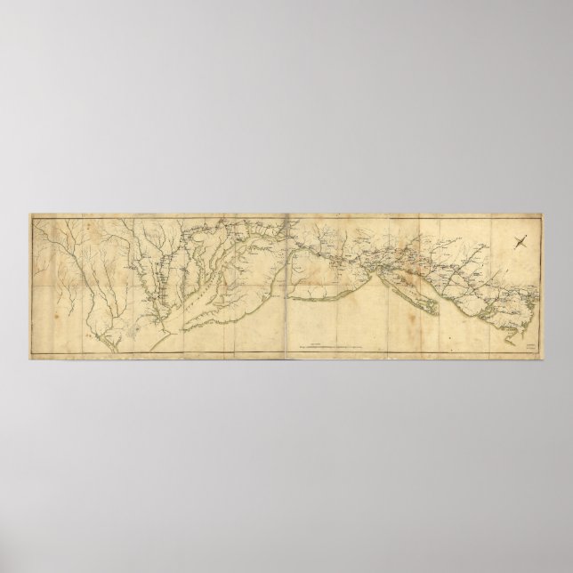 Poster Marcha de Rochambeau de Yorktown a Boston Map (Frente)