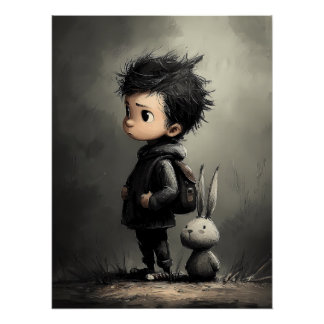 Pôster Märchenhafte Kinder Illustration mit Hase