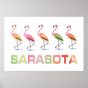 Poster Marching Flamingos Sarasota