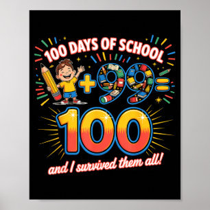Poster Marco de 100 dias de aprendizado na escola Profess
