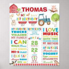 Poster Marco de aniversário de 1 ano do quintal da fazend