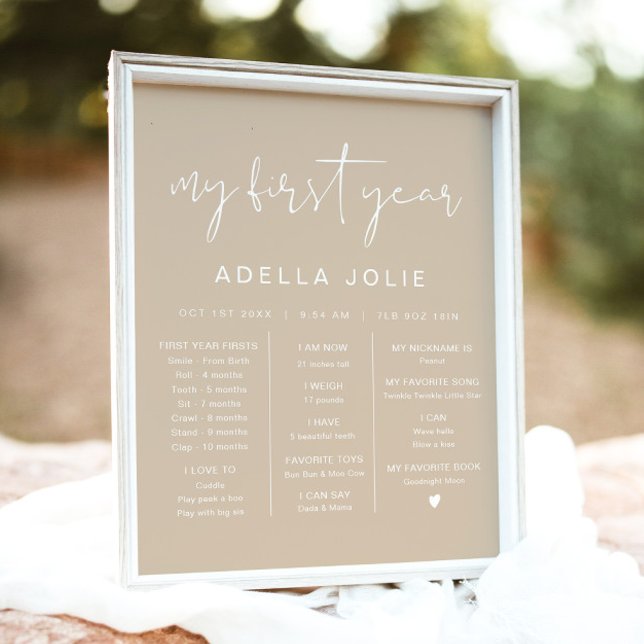 Poster Marco do primeiro ano do INDIE Modern Boho Beige (Criador carregado)