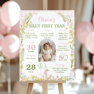 Poster Marco Floral Silly Goose Primeiro Ano Foto Milesto