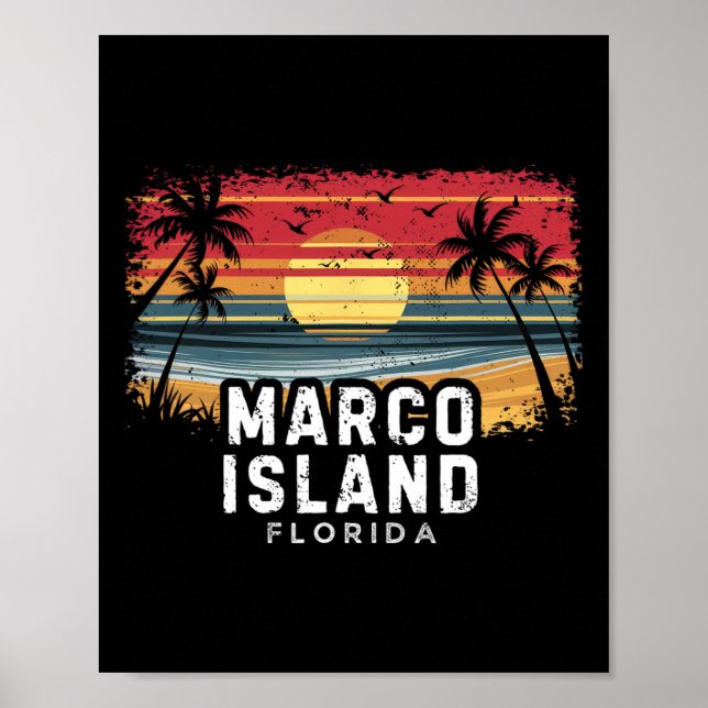Poster Marco Island Beach Florida Surfboard Beach  (Frente)