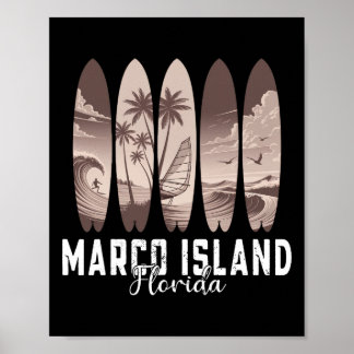Poster Marco Island Beach Florida Surfboard Men Women Sur