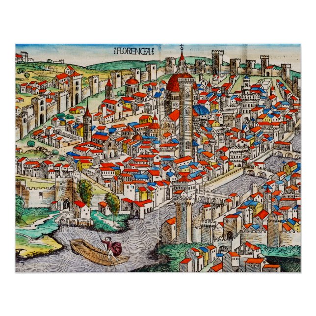Pôster Marco medieval de Florença na Itália (Frente)