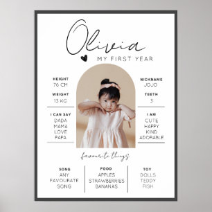 Poster Marco moderno do primeiro ano do primeiro aniversá