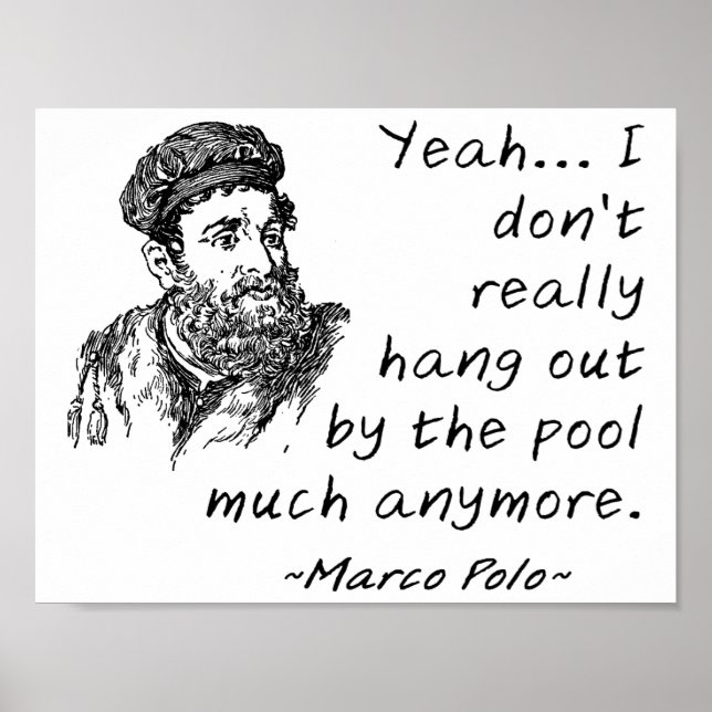Poster Marco Polo pela Piscina Cartaz Divertido (Frente)
