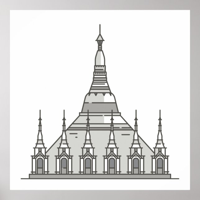 Poster Marcos do Mundo de Shwedagon Pagoda (Frente)