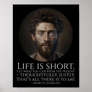Poster Marcus Aurelius - A Vida É Curta - Filosofia Estát