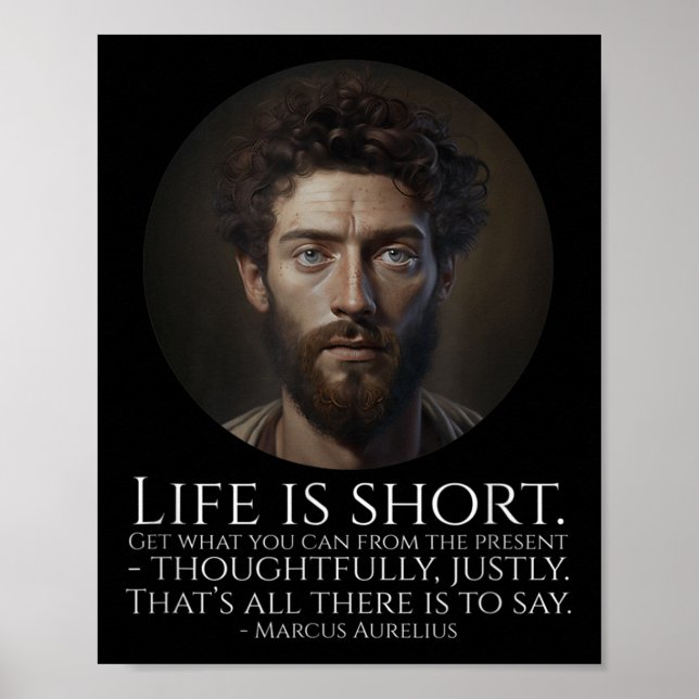 Poster Marcus Aurelius - A Vida É Curta - Filosofia Estát (Frente)