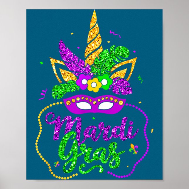 Poster Mardi Gras 2024 Mask Beads New Orlean Party Women  (Frente)
